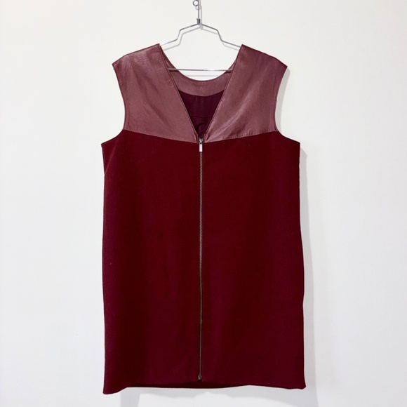 Banana Republic Monogram Leather Cocoon Dress Burgundy Size 8 - Picture 7 of 10